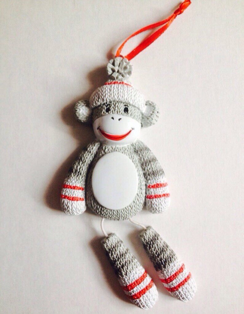 Sock Monkey Personalized Christmas Ornament / Baby's First Etsy