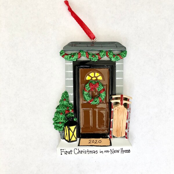 Brown Door Personalized Christmas Ornament / New Home / First Home