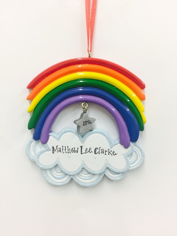 Rainbow Personalized Christmas Ornament / Rainbow Ornament / Etsy