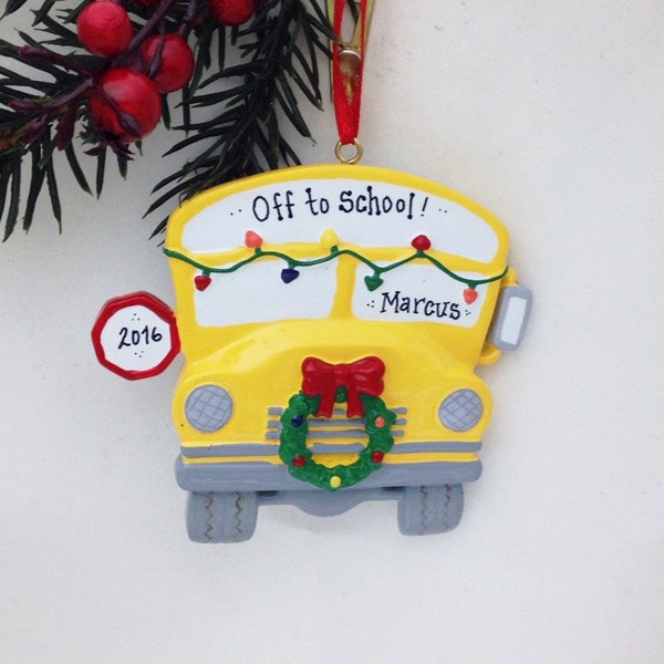 Yellow School Bus Personalized Christmas Ornament / Bus Driver Christmas Ornament / School Ornament / Child Christmas Ornament