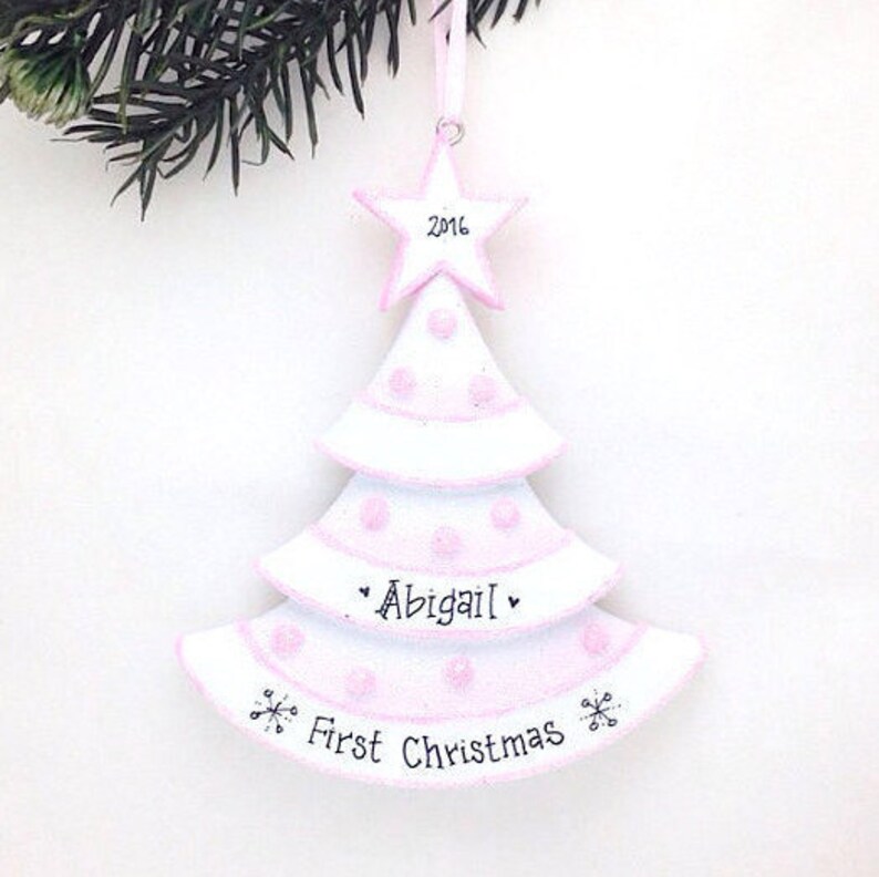 Pink Christmas Tree Personalized Christmas Ornament Etsy