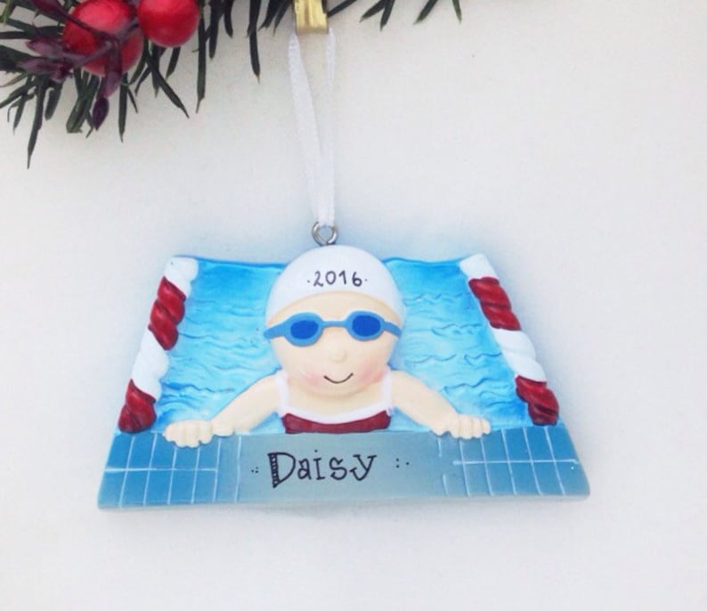 Girl Swimmer Personalized Christmas Ornament / Swimming Etsy