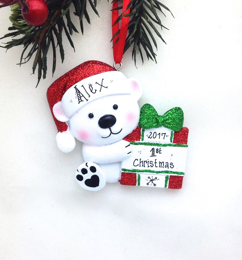Little Bear Personalized Christmas Ornament / Baby's 1st / | Etsy