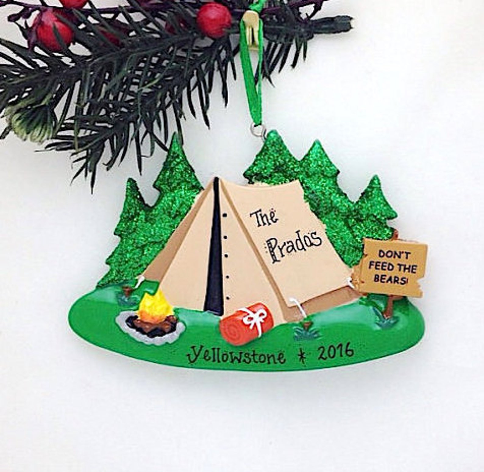 Camping Personalized Christmas Ornament