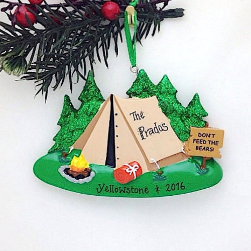 Camping Tent Personalized Christmas Ornament / Camping ornament / Travel Ornament / Personalized Family Ornament