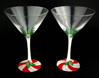 2 christmas martini glasses hand painted holiday martini glasses painted martini glasses martini gift idea painted cocktail glass - Christmas Martini Glasses 2 christmas martini glasses hand painted holiday martini glasses painted martini glasses martini gift idea painted cocktail glass - Christmas Martini Glasses