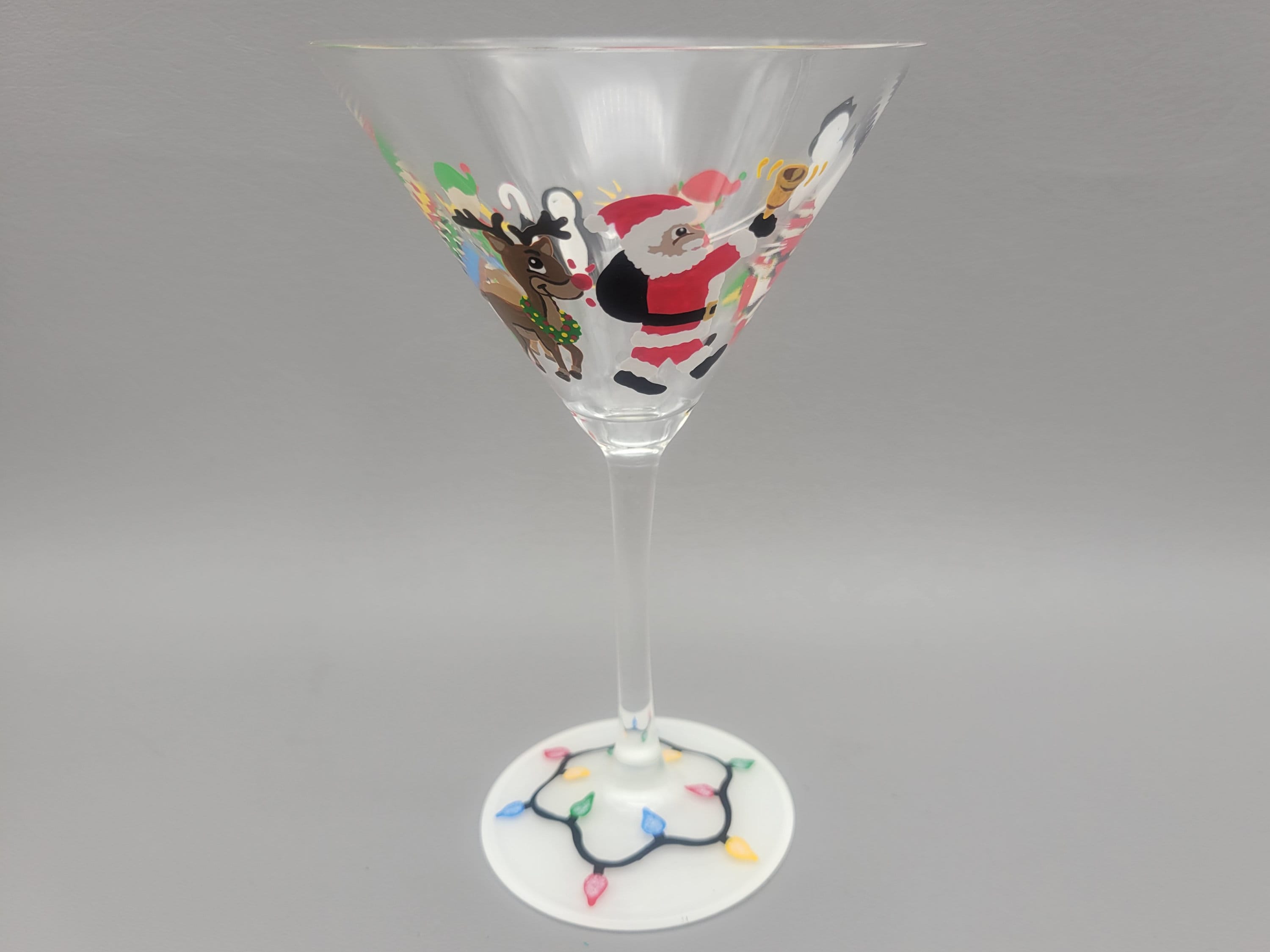 Christmas Martini Glasses, Pair, Hand Painted 