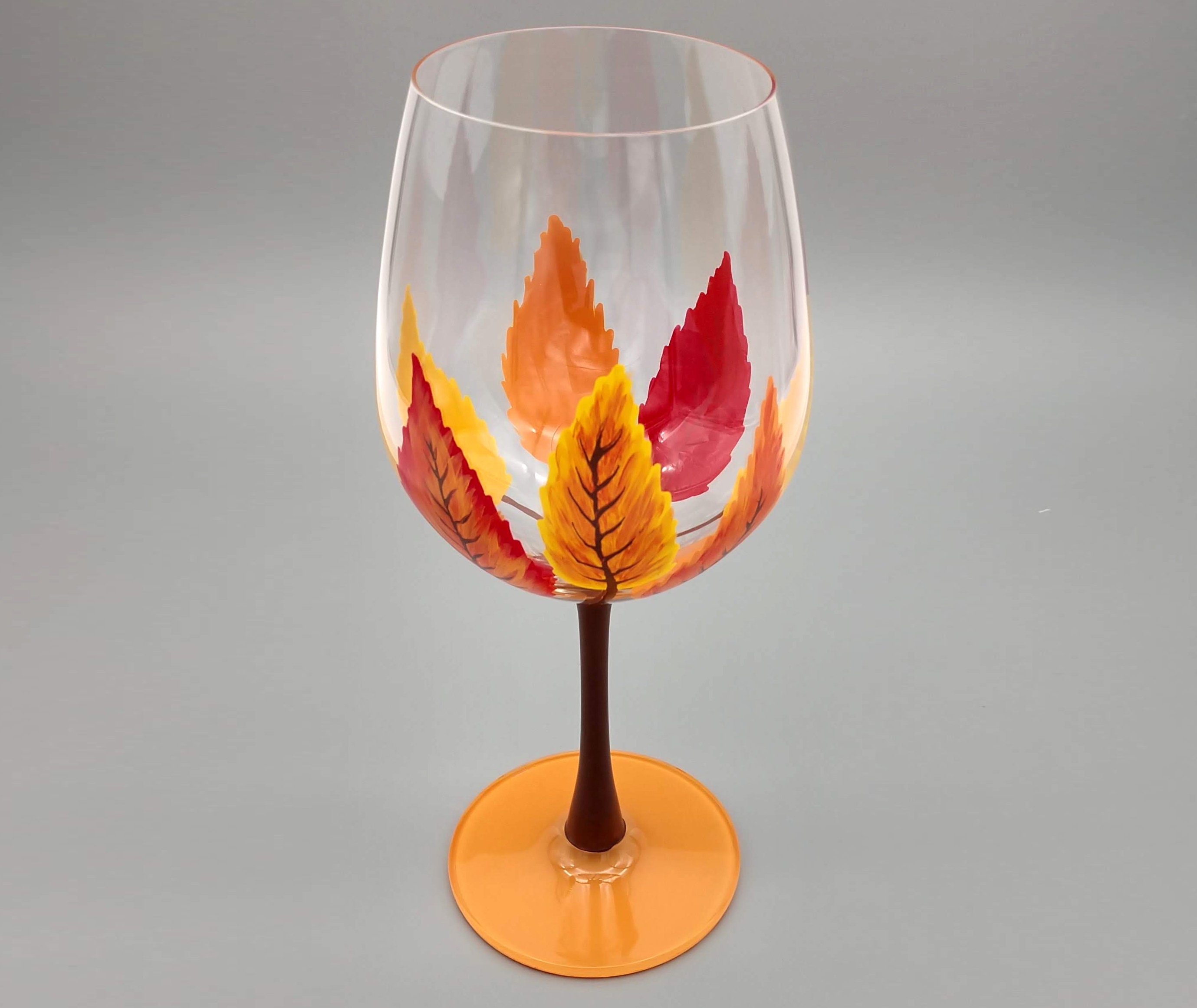 SAKEMA Hand Painted Art Stemmed Wine Glasses(Autumn,Stemmed glass)