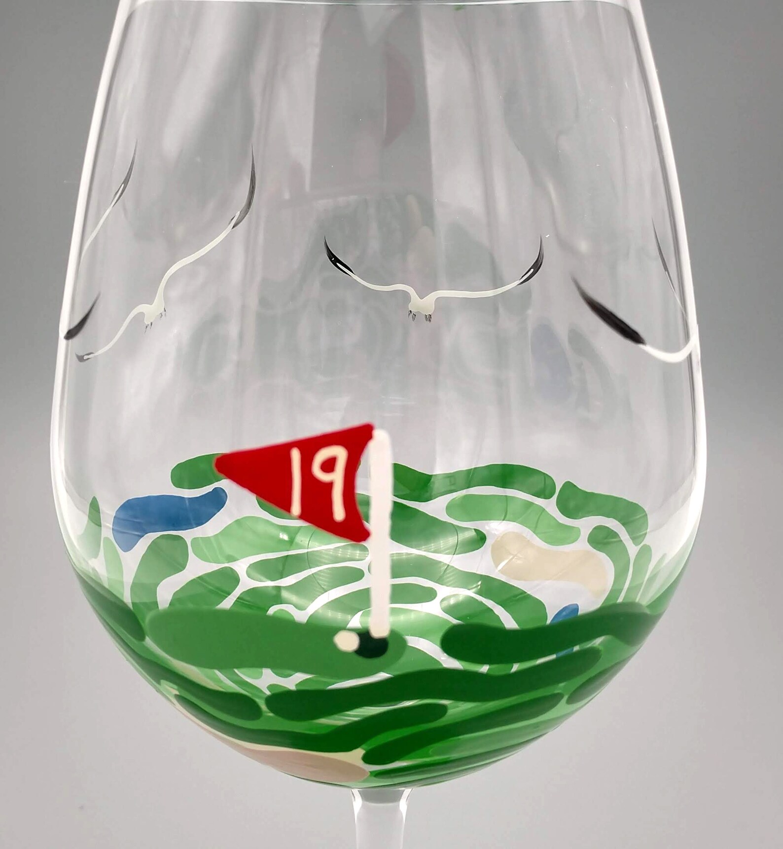 Golf Wine Glass 19th Hole Hand Painted Gift for Him Etsy