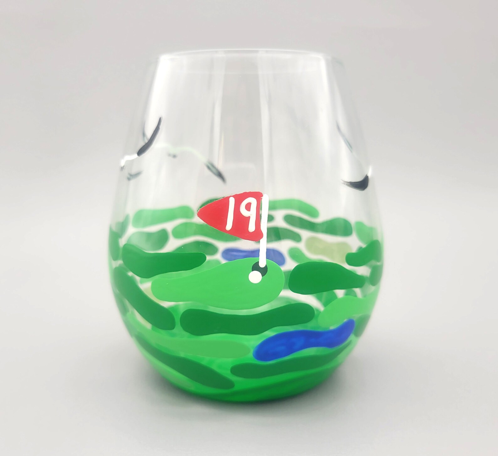 Golf Wine Glass 19th Hole Hand Painted Gift for Him Etsy
