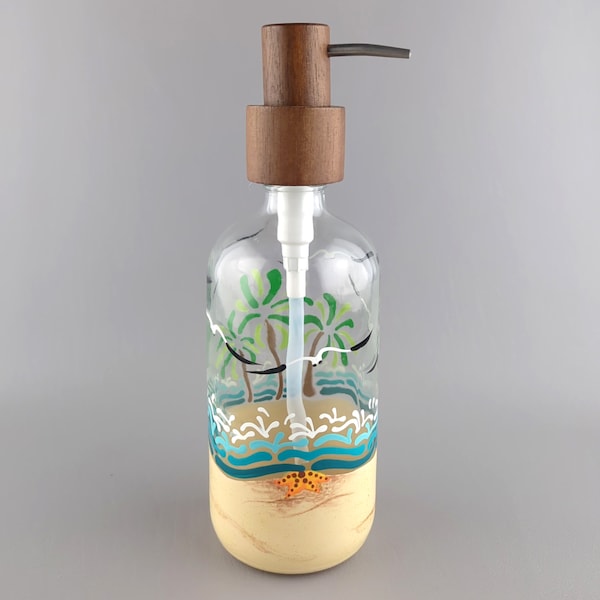 Beachy Glass Soap Dispenser Etsy