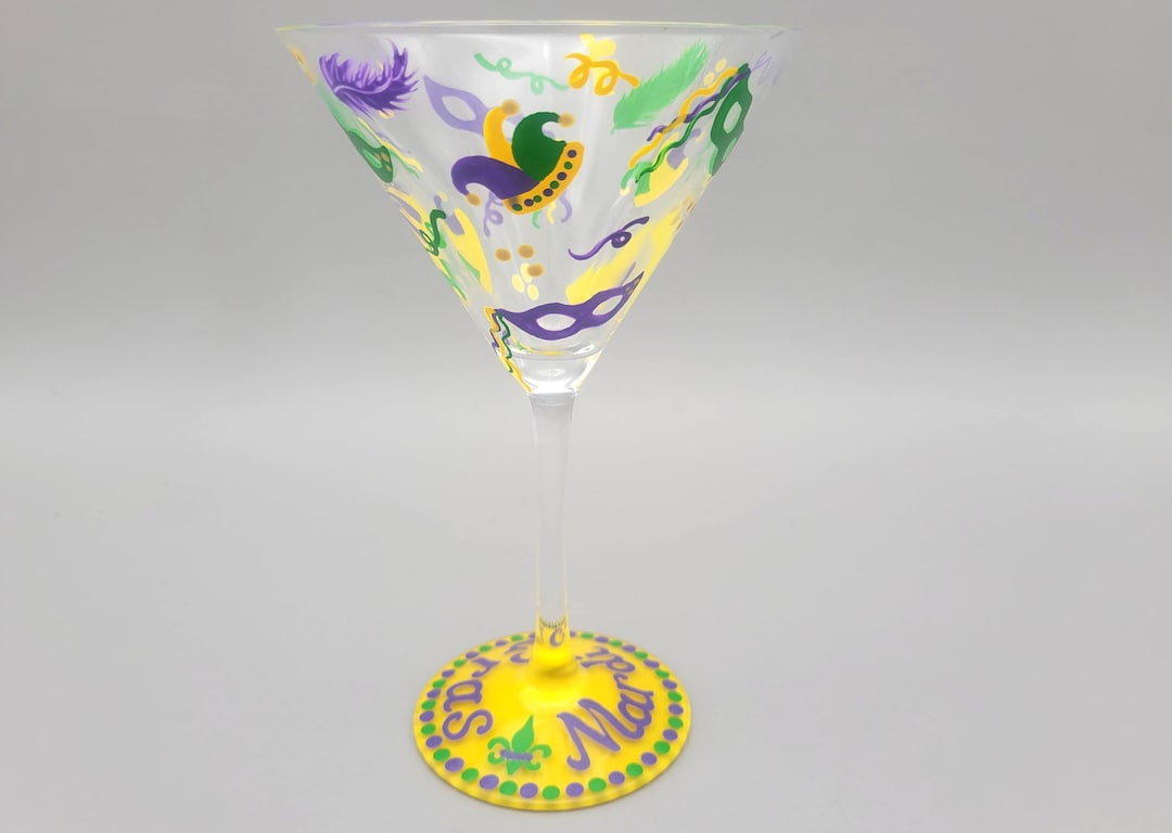 mardi gras martini glass
