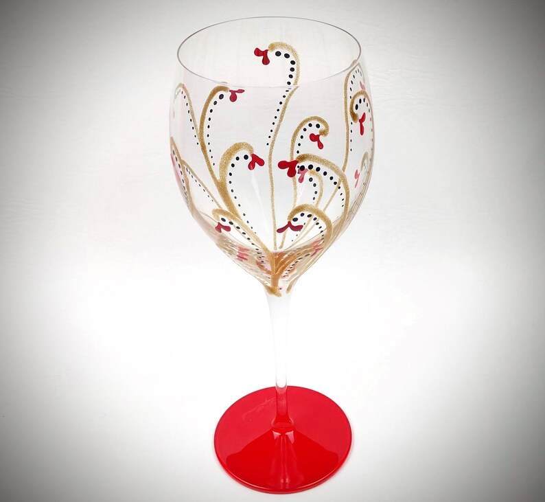 Red Gold Fancy Elegant Hand Painted Wine Glass Pretty Etsy