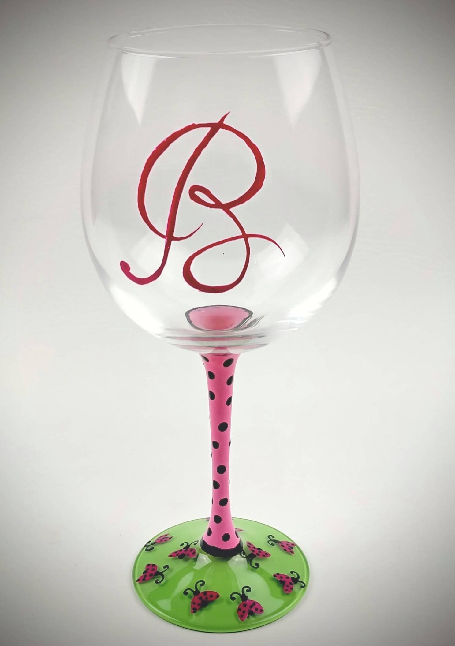 Ladybug Wine Glasses | Set of Two | Hand Painted Personalized Gifts