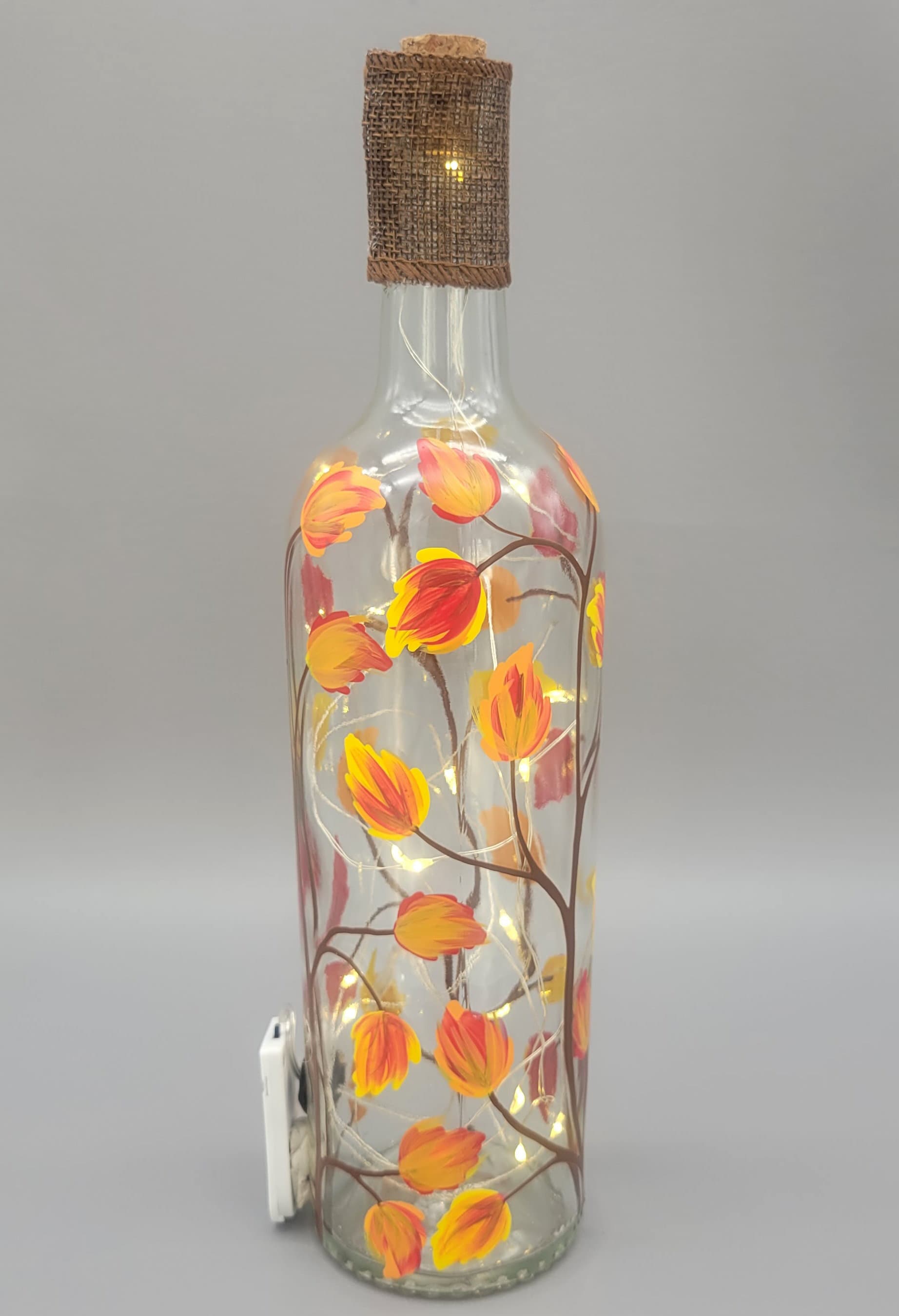 DIY Lighted Glass Bottles for Fall - Burton Avenue