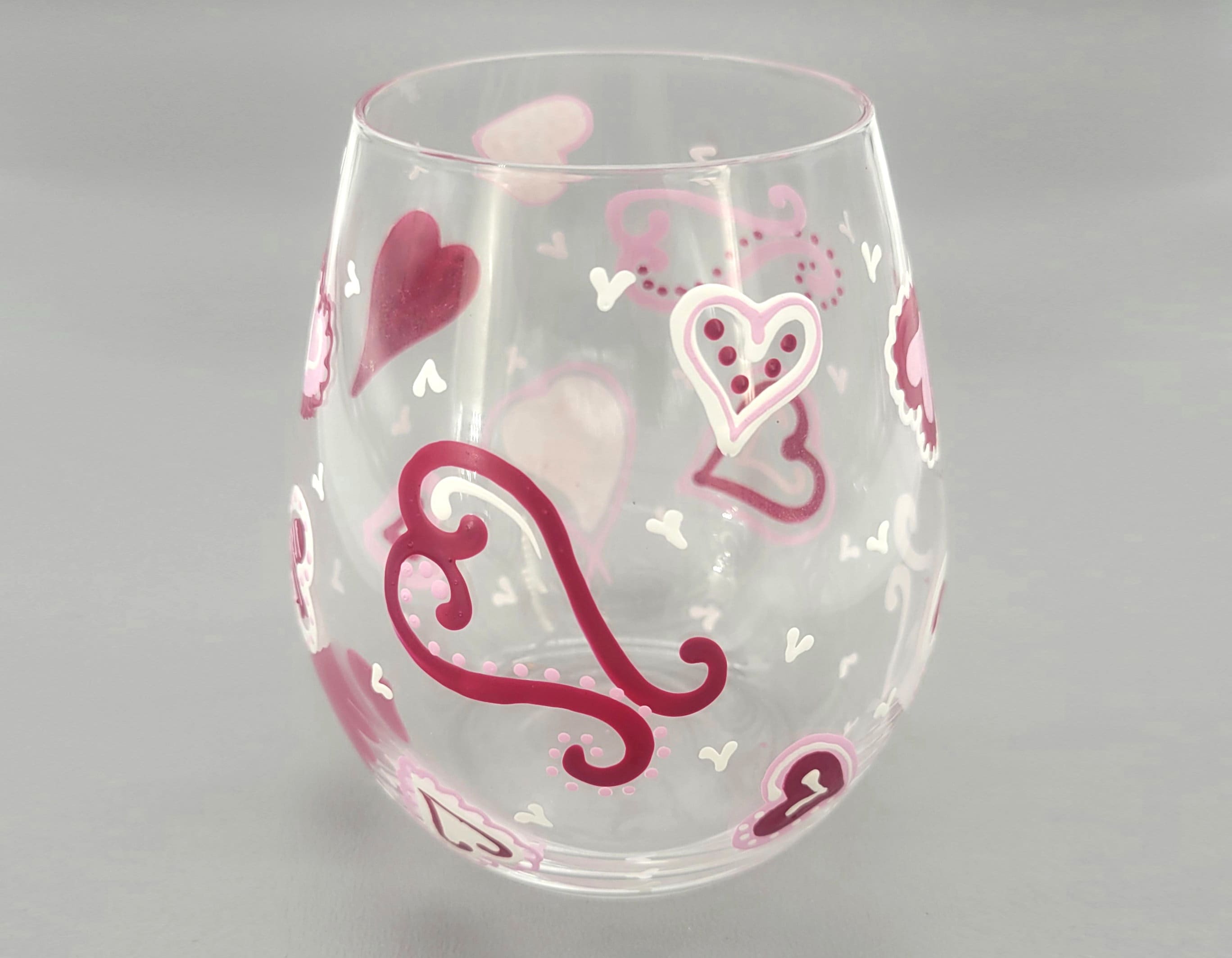 Fiala Design Works Stemless Wine Glasses Hearts