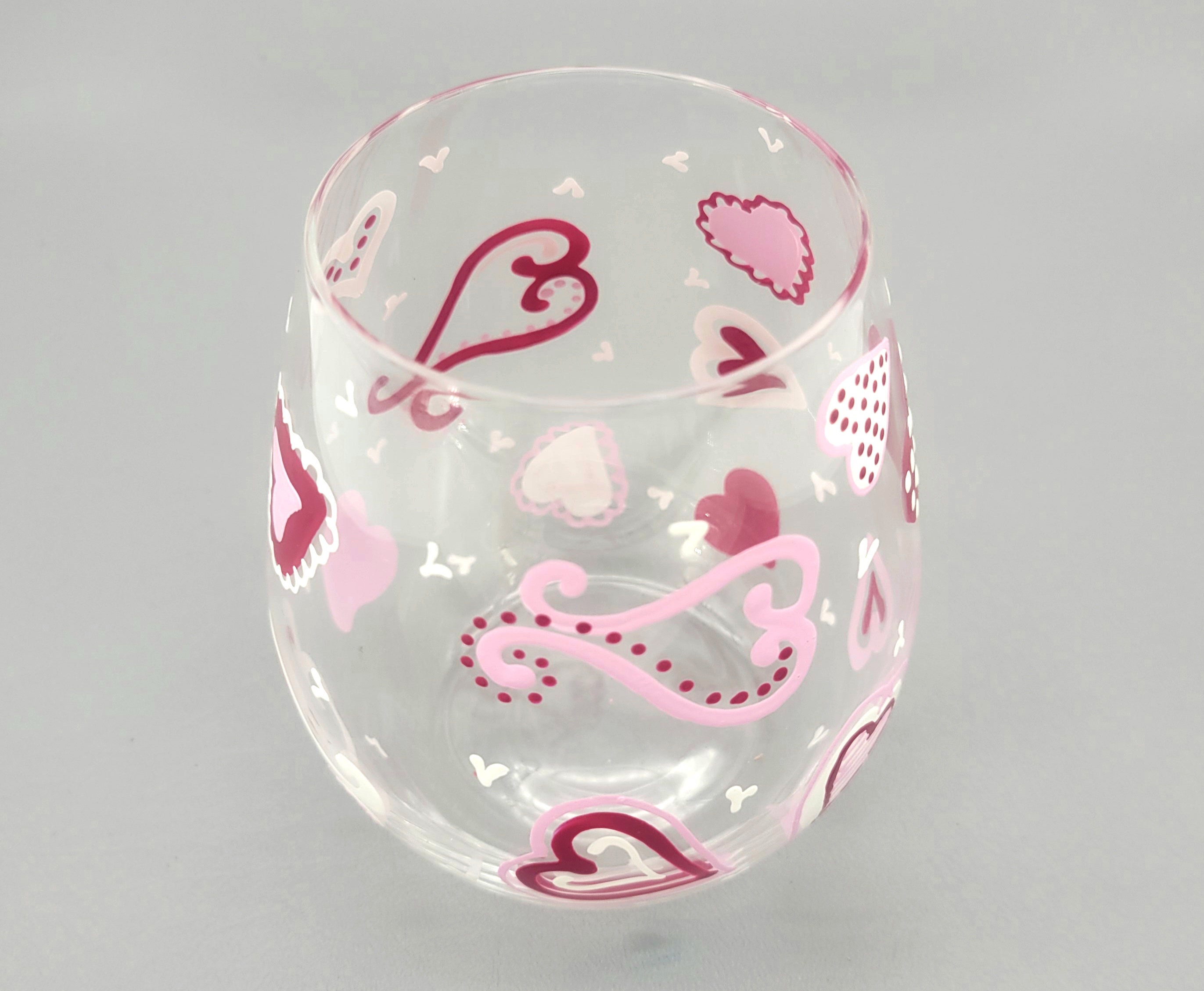 Fiala Design Works Stemless Wine Glasses Hearts