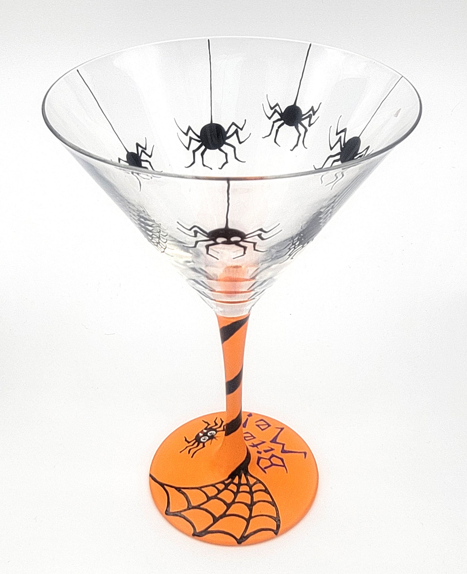 Spooky Spider Martini Glass Bite Me Hand Painted Spider Etsy