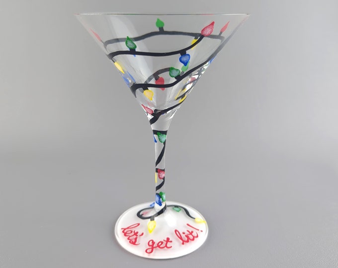 Hand Painted Martini Glasses Winter Snow With Cardinal set of 2 Etsy