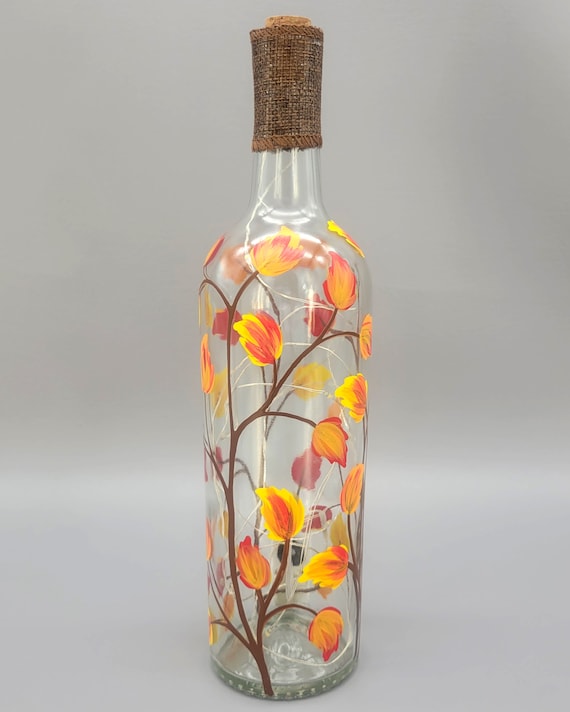 DIY Spray Painted Wine Bottles for Fall Decorating - Homey Oh My