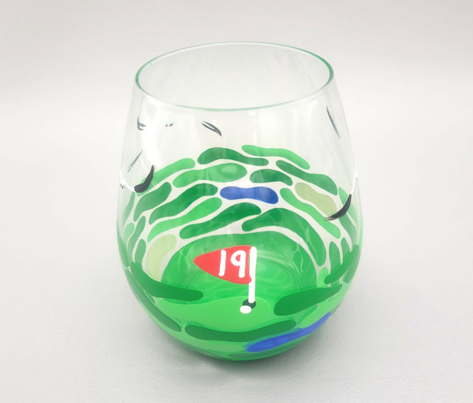 Golf Wine Glass 19th Hole Hand Painted Gift for Him Etsy