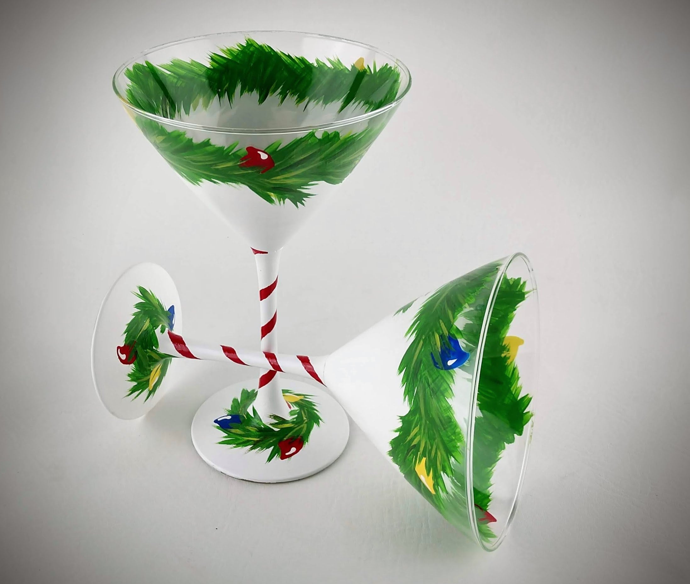 Holiday Cheers Martini Glasses hand painted holiday Martini Etsy