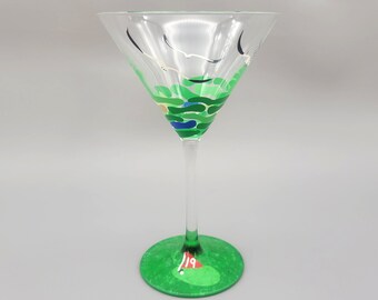 Golf Themed Martini Glass - Hand Painted - 19th Hole - Gift for Him - Father's Day Cocktail Glasses