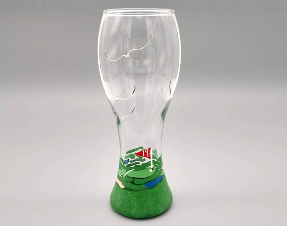 Golf Themed Beer Glass - 23 oz - Hand Painted - 19th Hole - Pilsner Glass - Gift for Him, Dad, Father's Day, Golfer - Tall Beer Glasses