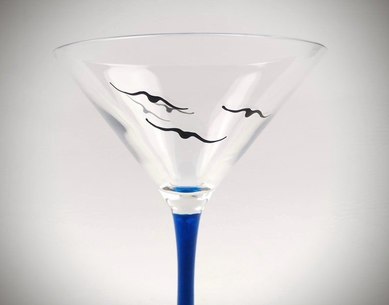 Blue Sky Martini Glass Birds in Flight Hand Painted Etsy