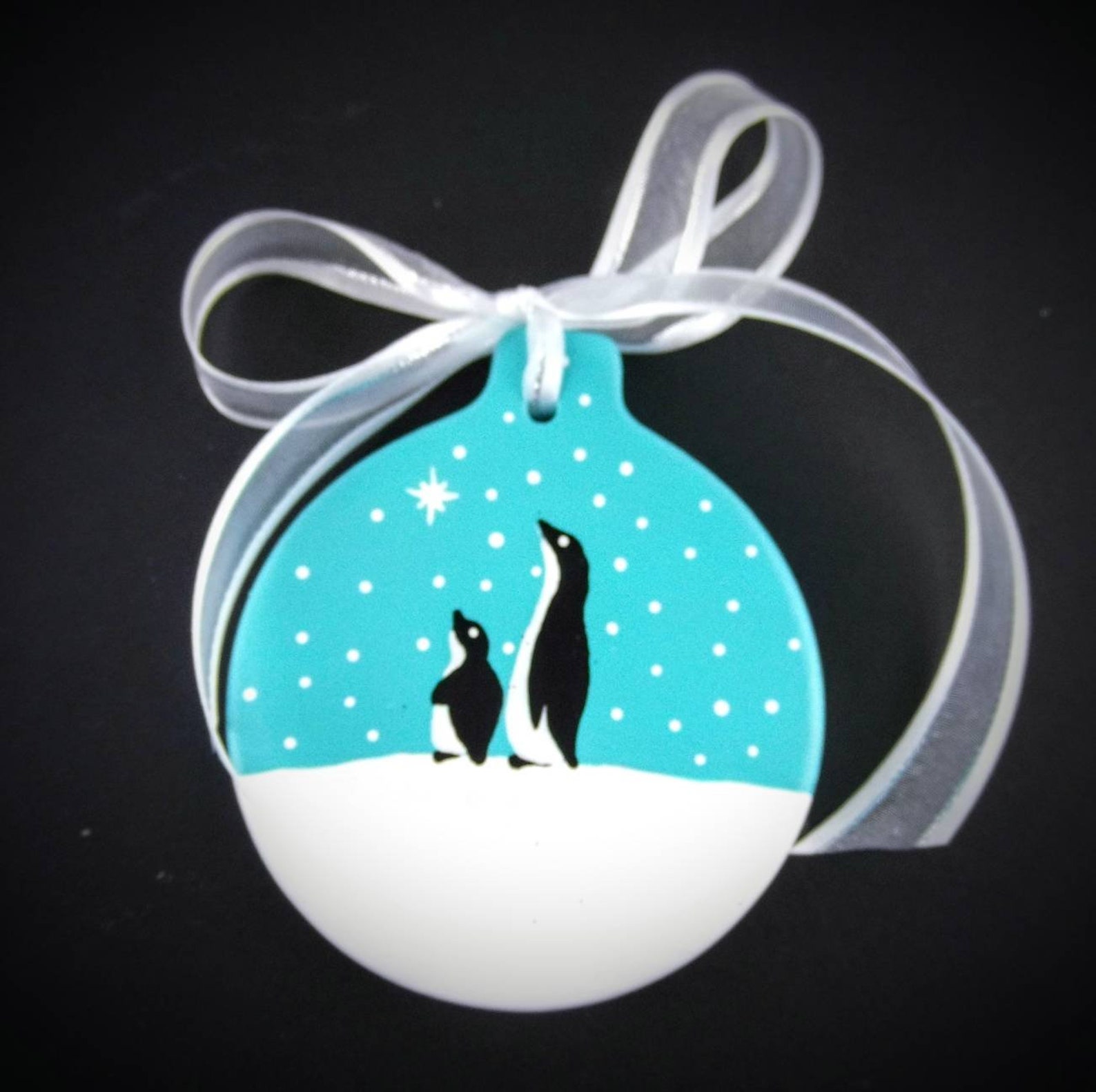 Personalized penguin Christmas ornament hand Painted ceramic Etsy