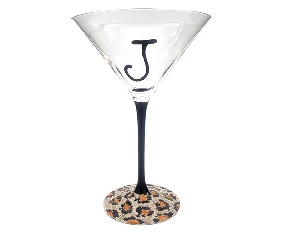 Animal Print Martini Glass - Hand Painted - Tiger, Leopard, Zebra, Giraffe - African Wild Animals - Animal Theme