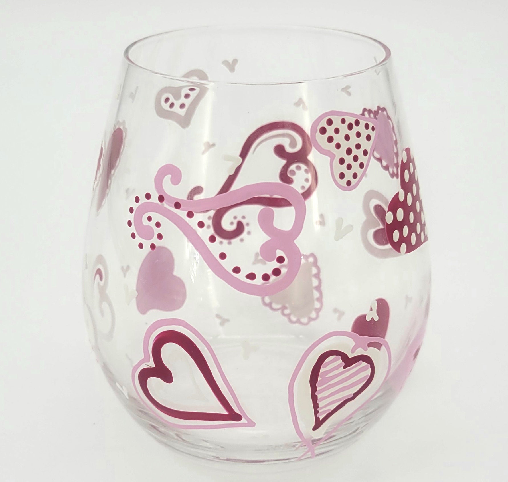 Fiala Design Works Stemless Wine Glasses Hearts