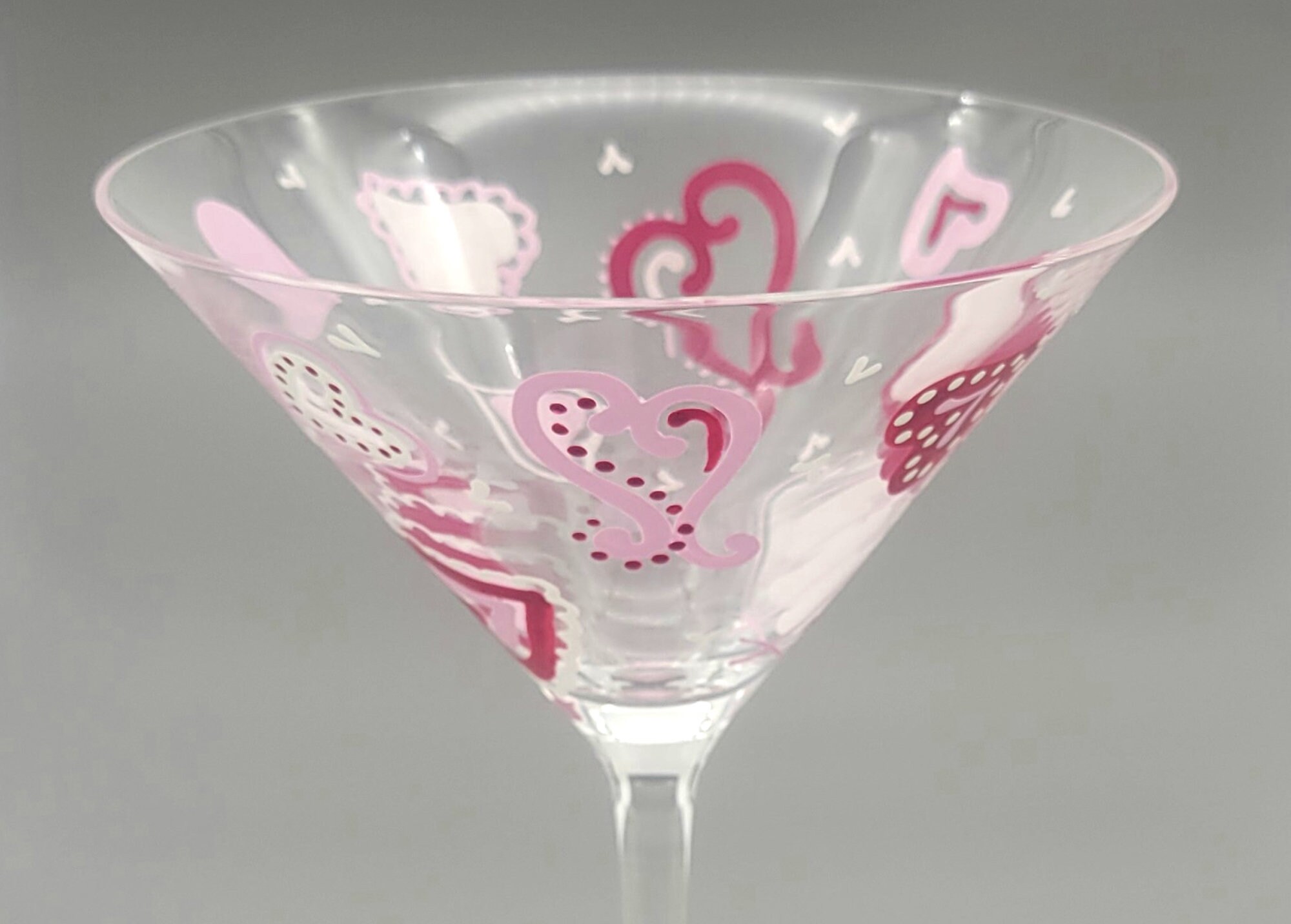 Valentine Heart Martini Glass Fancy Hearts Hand Painted Gift for Her  Anniversary, Valentine's Day, Birthday 