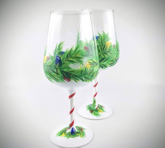 christmas painted wine glasses