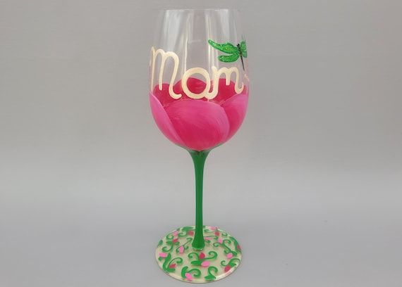 Painted Wine Glasses, Birthday Present, Fancy Wine Glasses, 60th Birthday  Gift, Wine Lover Gift, Cute Gift for Mom 
