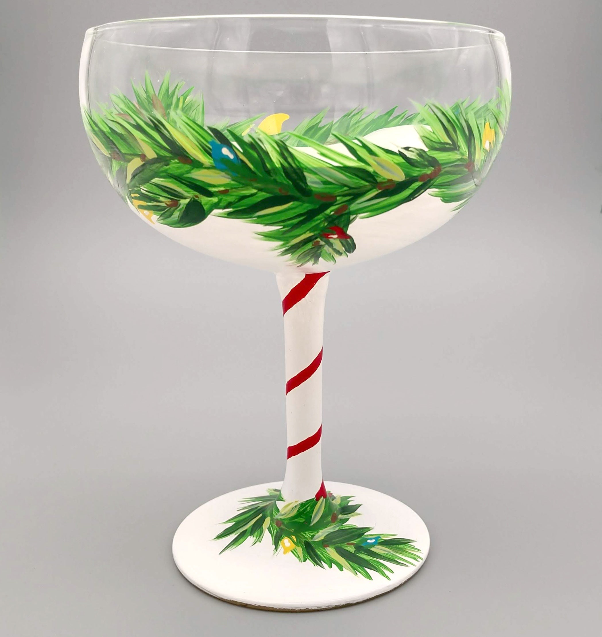 Holiday Cheers Martini Glass Hand Painted Christmas Garland