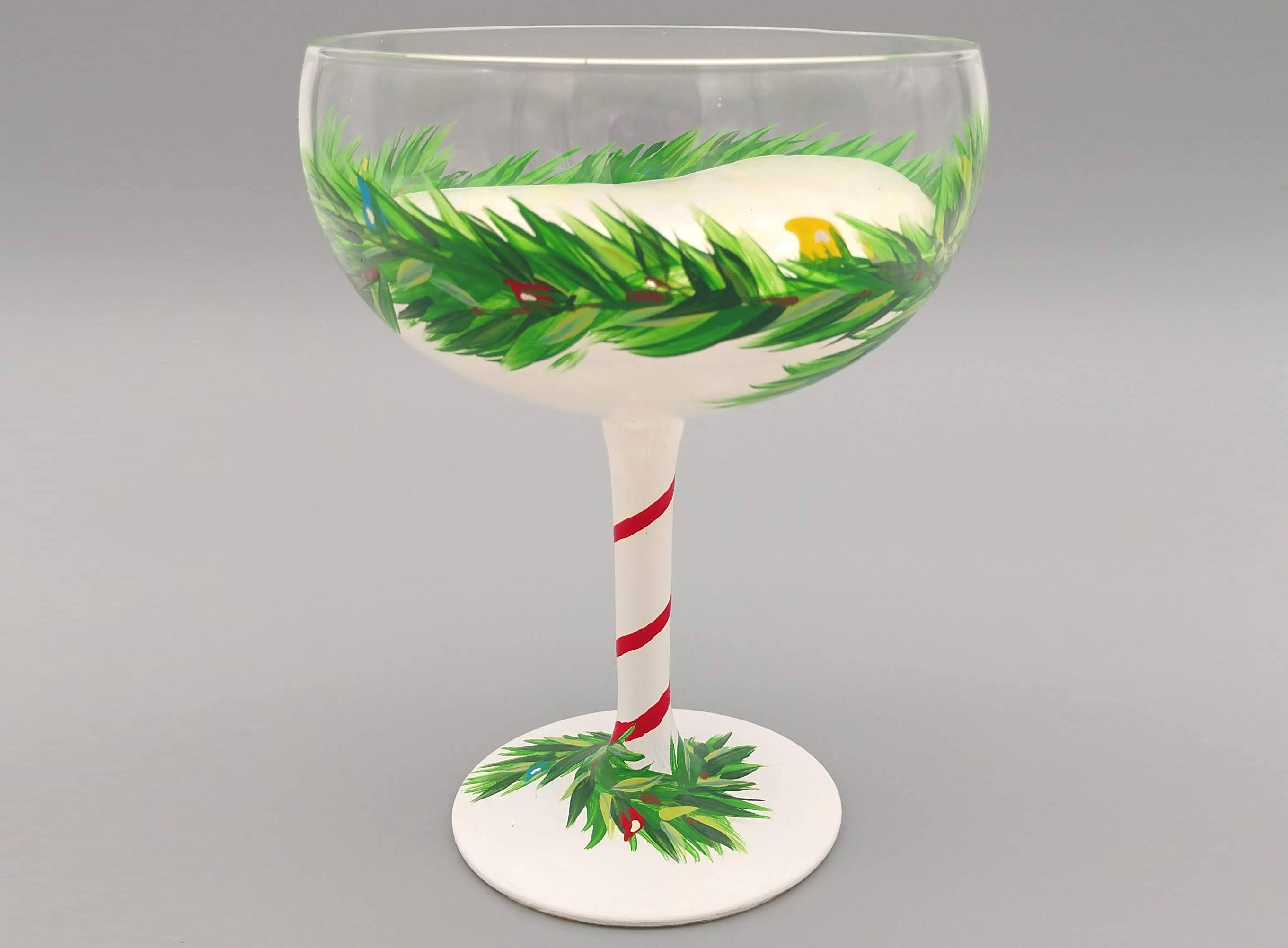 Holiday Cheers Martini Glass Hand Painted Christmas Garland