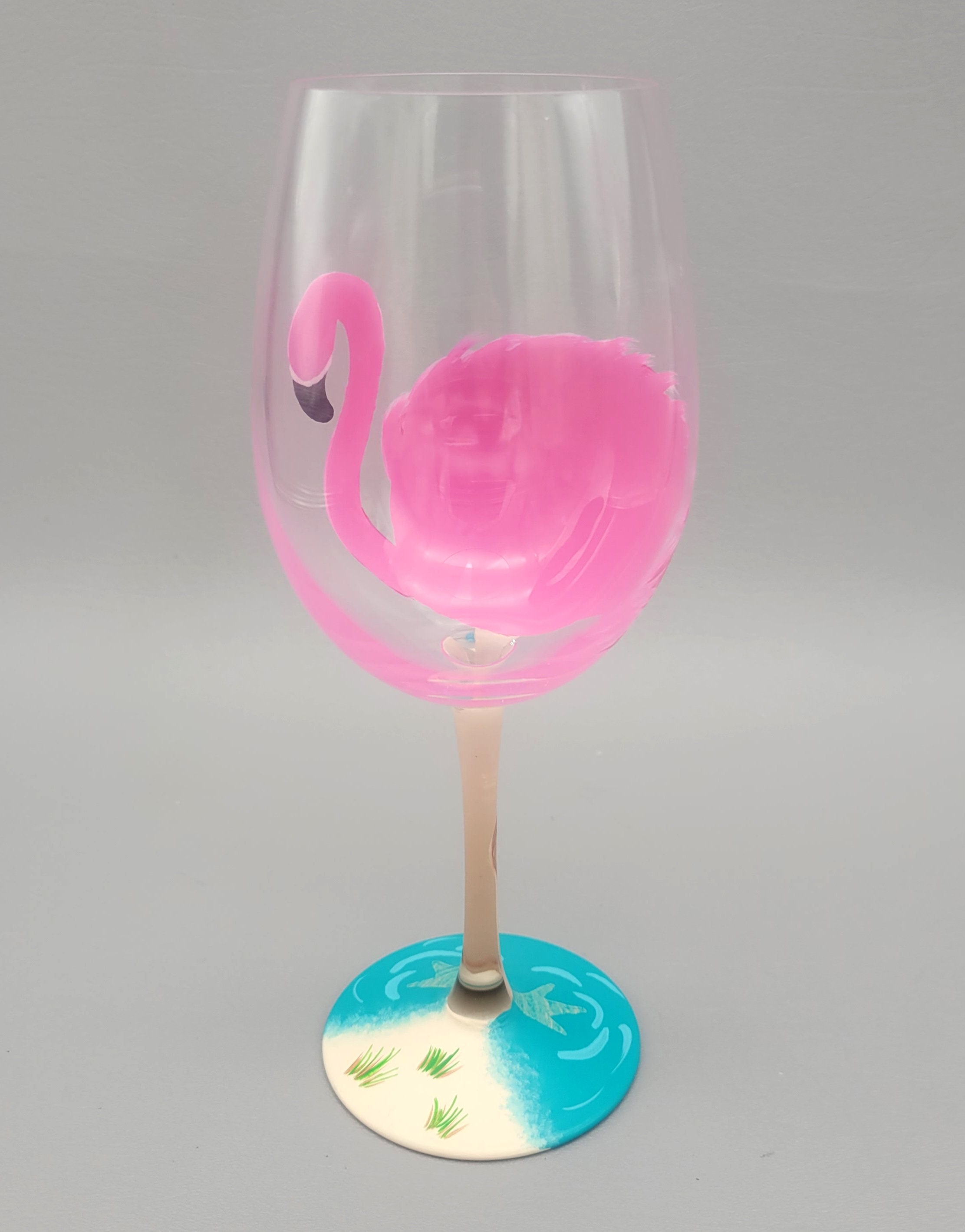 Verre peint à la main, verre à cocktail 'Flamingo' livraison