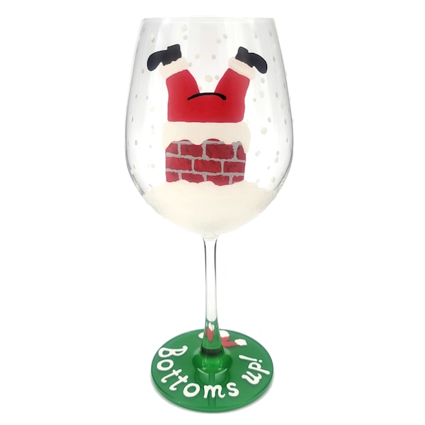 Santa Wine Glass Etsy