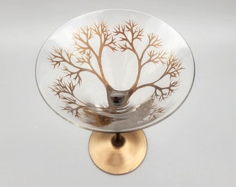 Autumn Tree Hand Painted Martini Glass, Fall Theme, Painted Cocktail Glass, Bare Branches, Fall Decor, Gift for him, Autumn theme