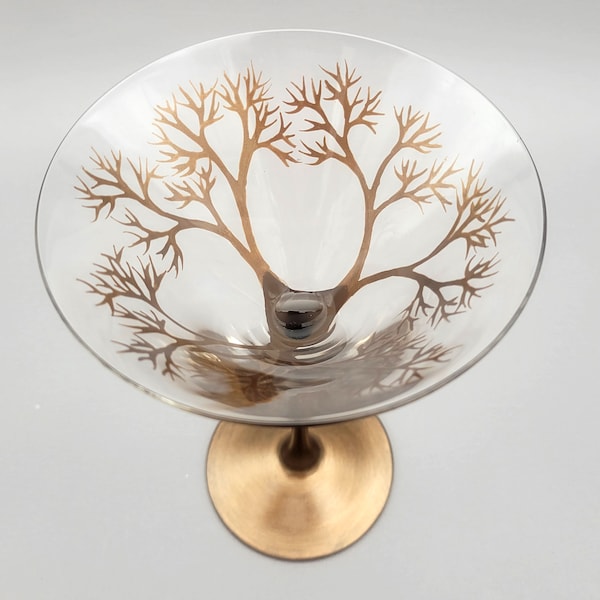 Autumn Tree Hand Painted Martini Glass, Fall Theme, Painted Cocktail Glass, Bare Branches, Fall Decor, Gift for him, Autumn theme