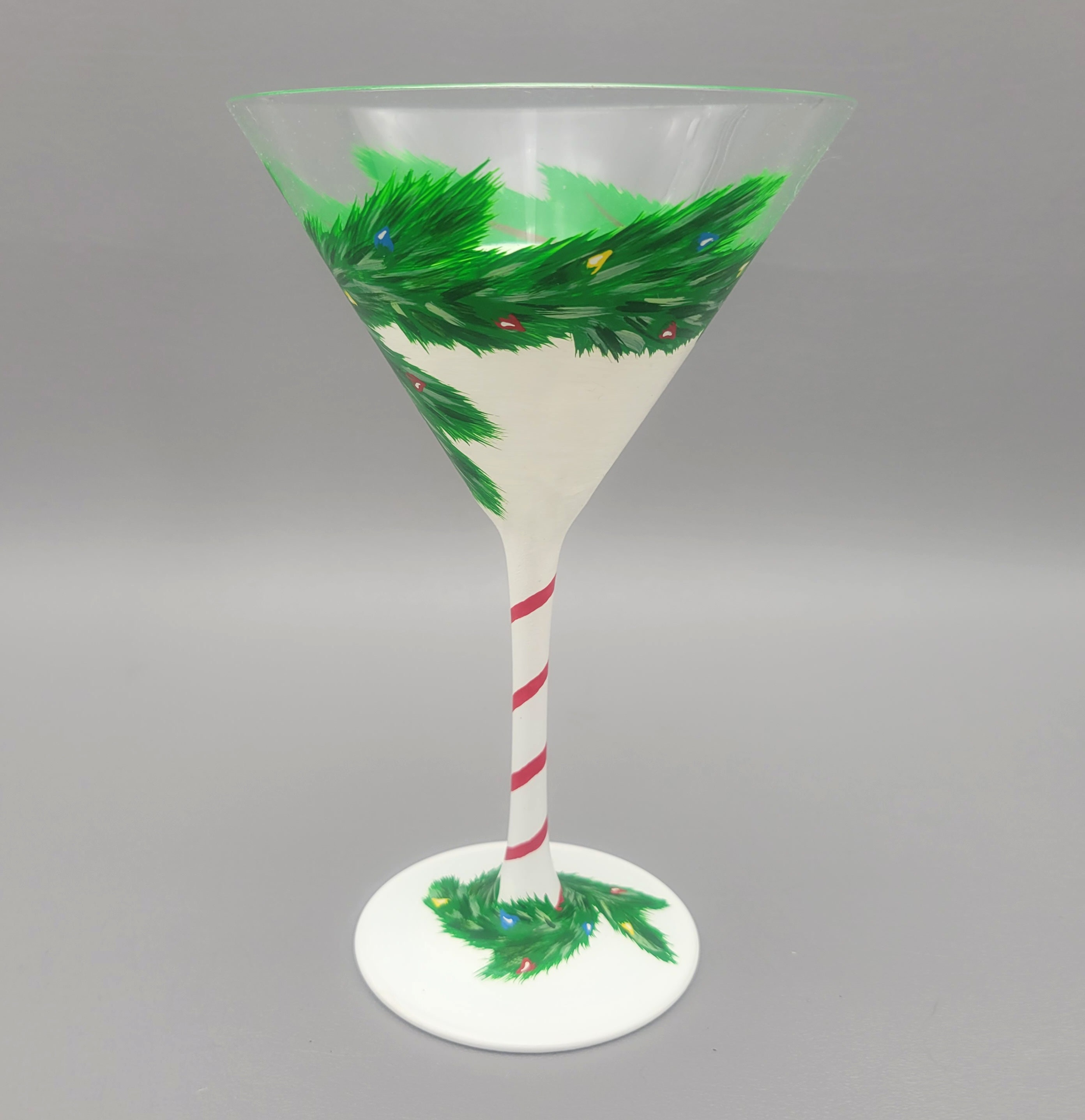 Christmas Martini Glasses, Pair, Hand Painted 