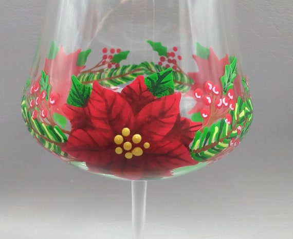 Christmas Poinsettia Wine Set - 4 Wine Glasses & Carafe - Festive Holiday  Decor - Hand Painted - Etsy