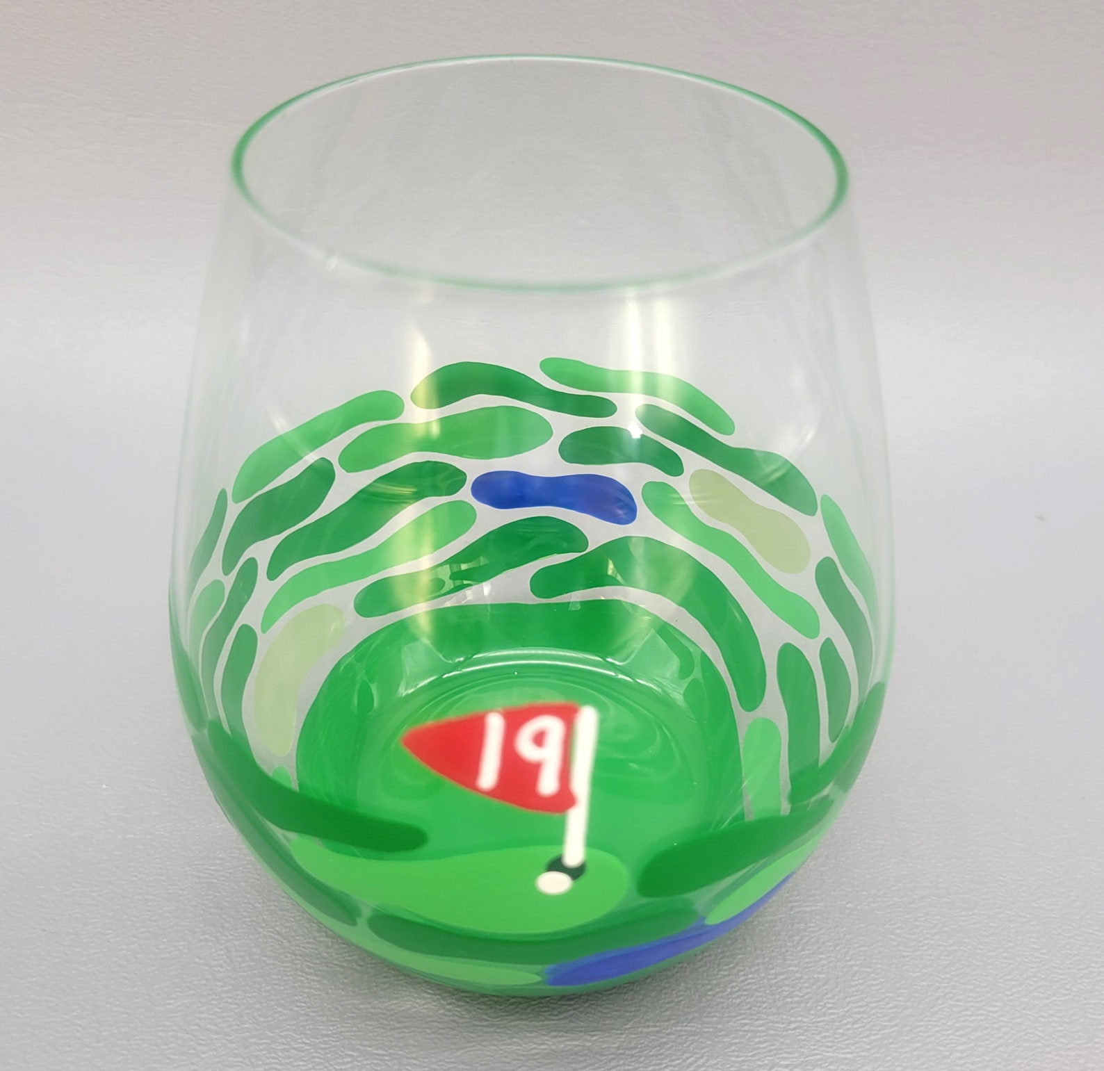 Golf Wine Glass 19th Hole Hand Painted Gift for Him Etsy