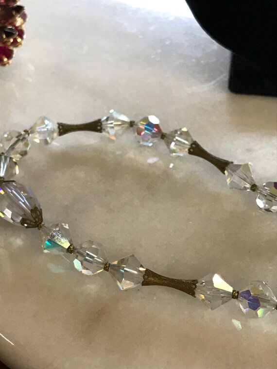 Vintage Crystal Necklace Aurora Borealis Circa 195