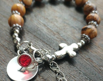 En este regalo juntos. Pulsera de madera de olivo pandémico. Estampado personalizado a mano. Regalo para Godson. Regalo de distanciamiento social. Regalo de cuarentena.