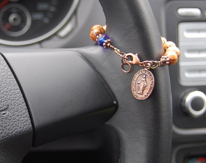 Steering Wheel Rosary Charm Accessory, Catholic Hanging Catholic Car Accessories