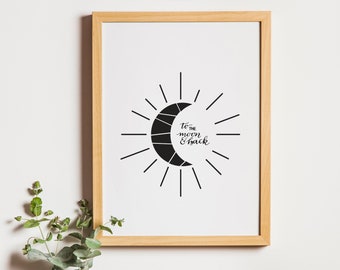 A la luna y de regreso - Impresión digital - Blanco y negro