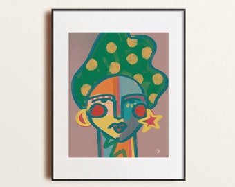 Selene - Diosa de la Luna Retrato abstracto Arte Original Imprimir