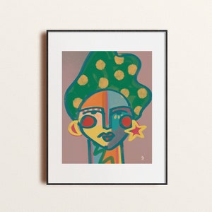 Selene - Moon Goddess Abstract Portrait Original Art Print